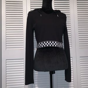 H&M cropped checkered band hoodie